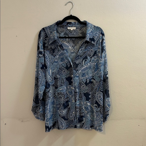 Joie De Vivre Paisley Blue Blouse - Picture 1 of 10
